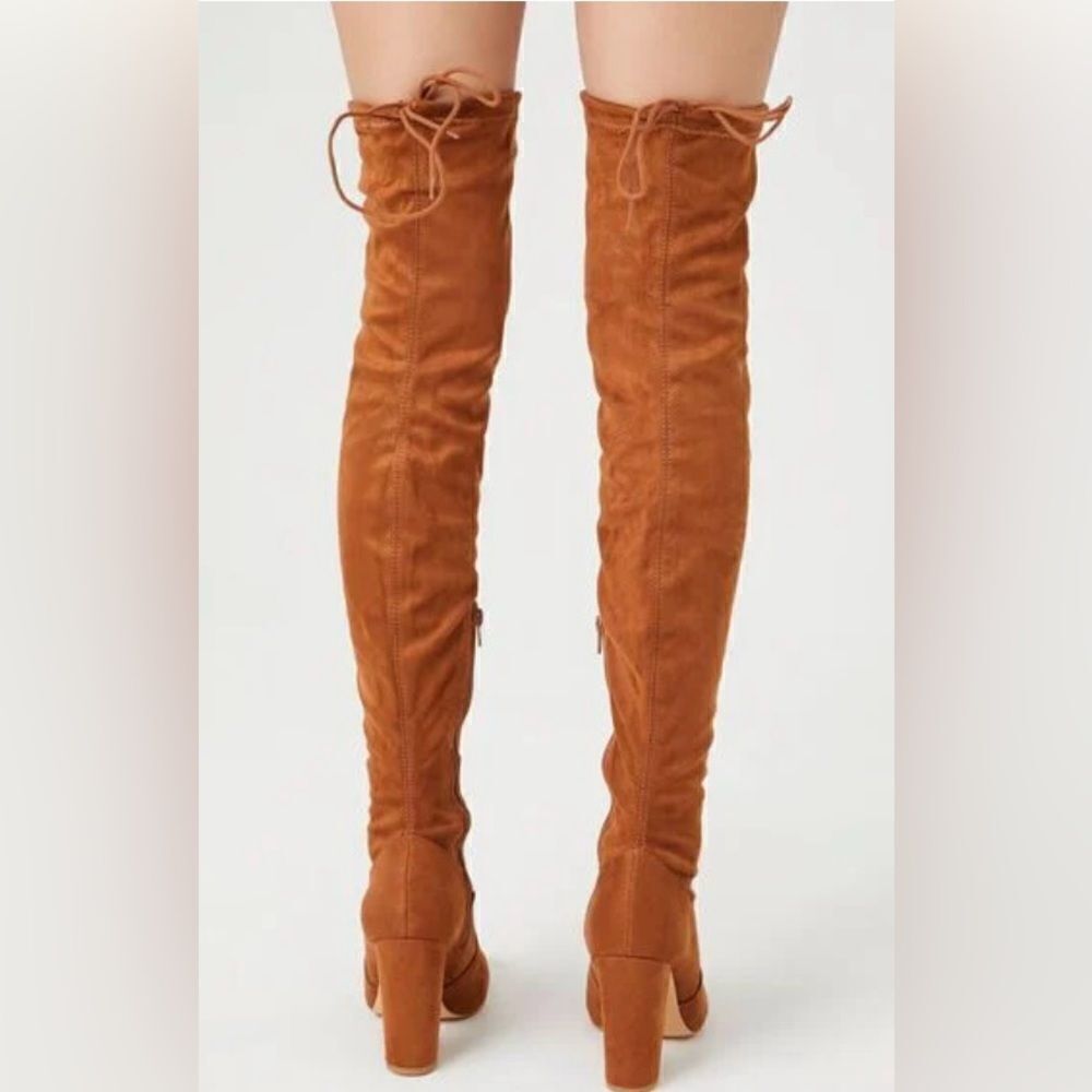 FOREVER 21 BROWN OVER THE KNEE BOOTS